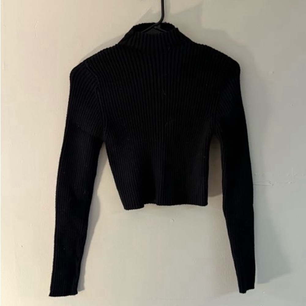 Zara Black Ribbed Knit Top